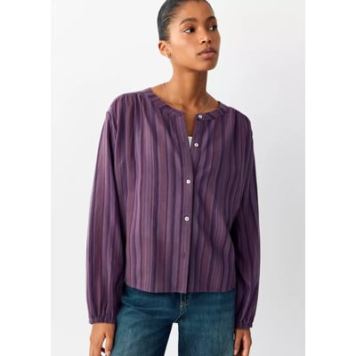 Blouse en coton rayée avec détail froncé MANGO TEEN