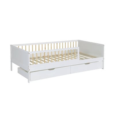 Lit enfant 90 x 190 cm pin naturel avec sommier à lattes et tiroirs ELIO SWEEEK
