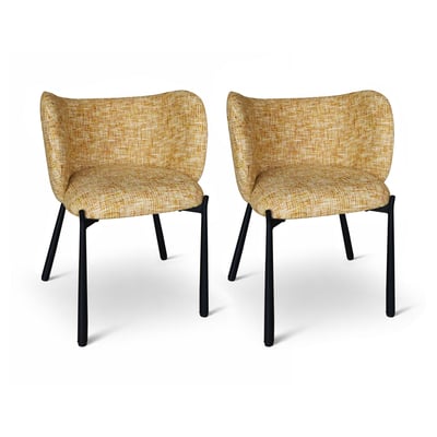 Lot de 2 fauteuils de table pied métal et tissu tweed, SUZAN NOW'S HOME