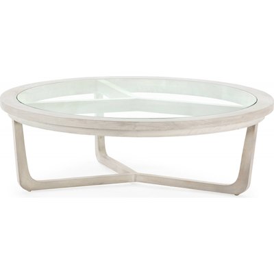 Table basse en cèdre, plateau en verre RECOLLECTION