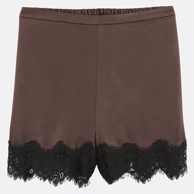 Satin Shorts with Lace Trim LA REDOUTE COLLECTIONS