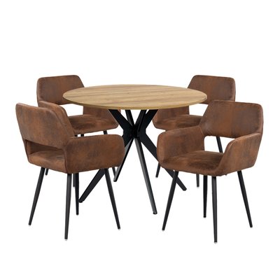 Ensemble de table à manger ronde avec 4 chaises, CLIFTOAKXSET MEUBLES COSY