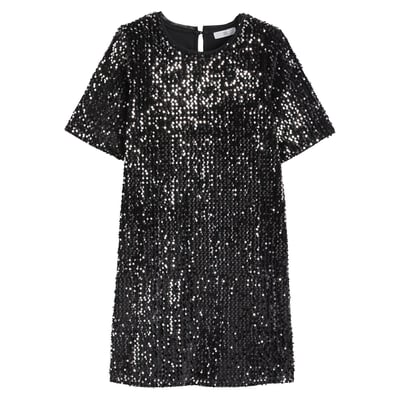 Recycled Sequin Shift Dress with Short Sleeves LA REDOUTE COLLECTIONS