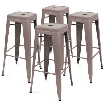 Lot de 4 tabourets en métal mat, INDUS OVIALA