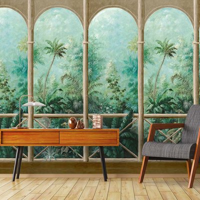 Papier peint balcon sur jungle HEXOA