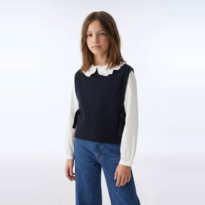 Pull sans manches uni en 100% laine MONOPRIX