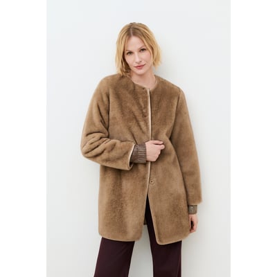 Manteau droit col rond imitation fourrure GFLOCON CAROLL