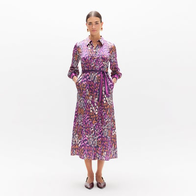 Robe chemise longue à  imprimé animal à  ceinture LOLA CASADEMUNT