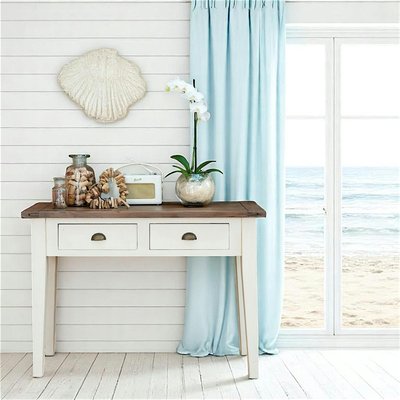 Console en bois recylé naturel et crème style bord de mer 2 tiroirs 110cm BRISTOL PIER IMPORT