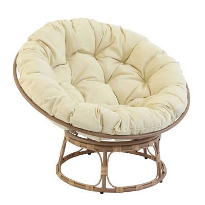 Fauteuil papasan en acier et rotin synthétique avec coussin OVIALA