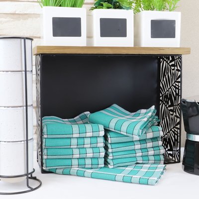 Lot de 10 serviettes de tables coton 57 fils carreaux vichy Normand NELLY LINANDELLE