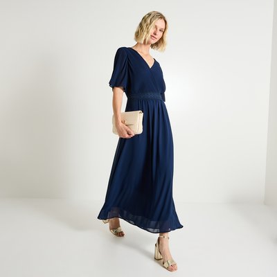Robe longue cocktail à col V GRAIN DE MALICE