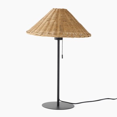 Lampe à poser abat-jour en rotin, 32 x 32 x H50 cm MONOPRIX