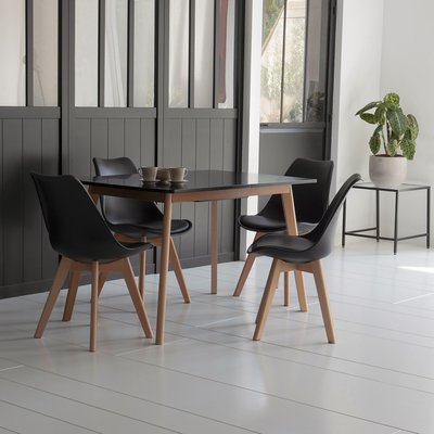 Table extensible Helga 120, 4 chaises Nora, NORA HAPPY GARDEN