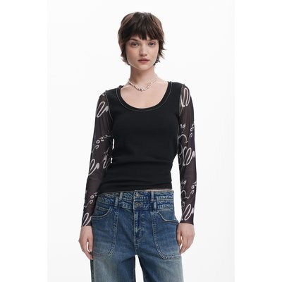 T-shirt manches avec lettrage DESIGUAL