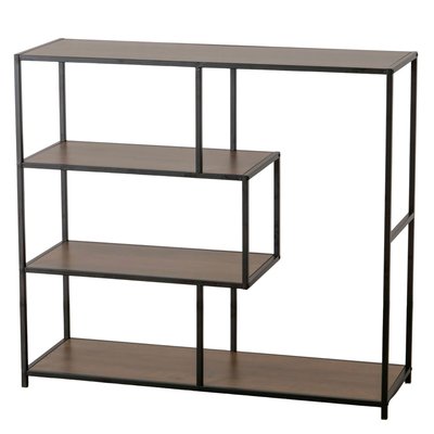Console d'entrée en bois et métal noir 4 plateaux 100x33x90cm WADIGA