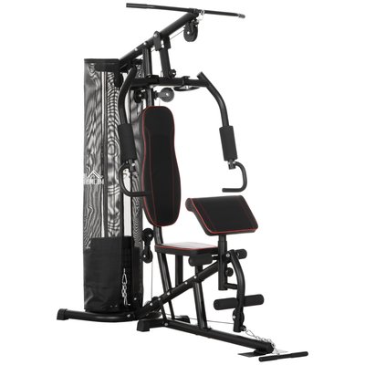 Station de musculation complète 10 contrepoids inclus noir rouge HOMCOM