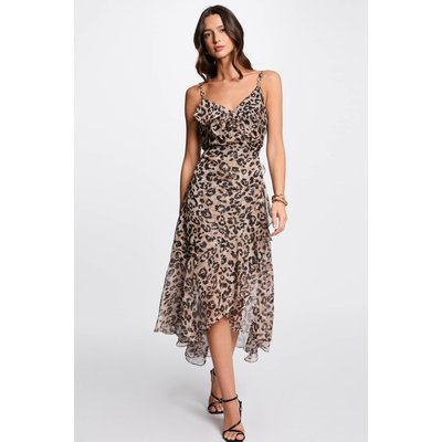 Robe midi ajustée imprimée MORGAN