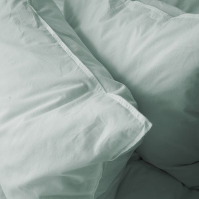 Les 2 taies d'oreiller en percale de coton lavé, DOUCEUR LAVÉE BLANC CERISE