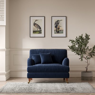 Emeline Velvet Snuggle Chair with Antique Castor Legs SO'HOME