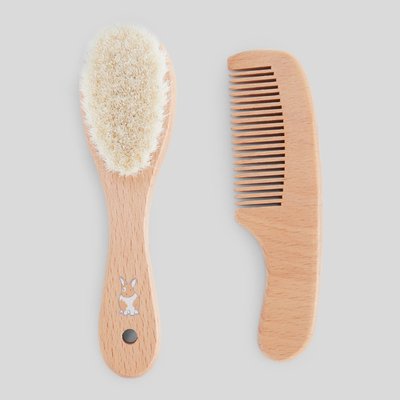 Set brosse et peigne en bois naturel pour bébé BOUT'CHOU