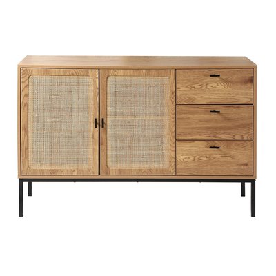 Buffet 2 portes et 3 tiroirs en rotin L120 cm - JAYA CALICOSY