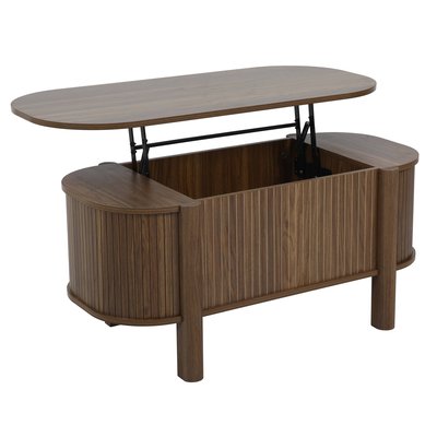 Table basse relevable effet bois ovale 100x48 cm, CLOVER OVIALA