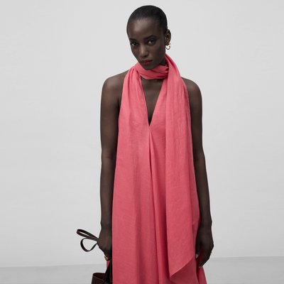 Robe avec col foulard en ramie ADOLFO DOMINGUEZ