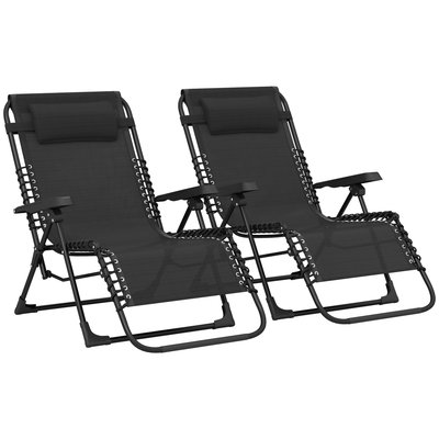 Lot de 2 chaises longues pliables zéro gravité coussin tétière amovible OUTSUNNY