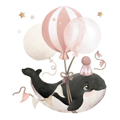 Grand sticker orque et ballons rose SELENE LILIPINSO