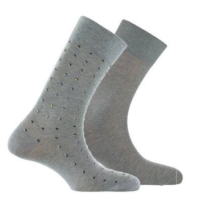 Lot de 2 paires de chaussettes fil d'écosse plumetis MADE IN FRANCE KINDY