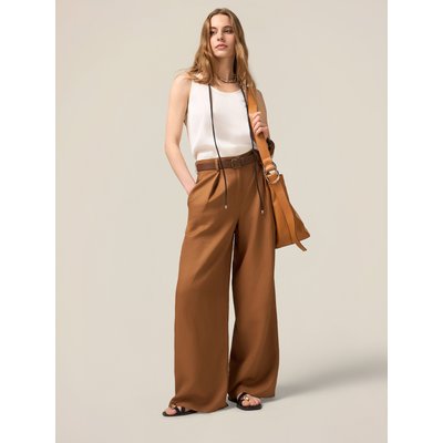 Pantalon palazzo réalisé en tissu fluide viscose/lin OLTRE