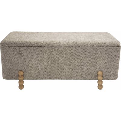 Banc coffre tissu bouclette topo pieds bois tourné élégant RECOLLECTION