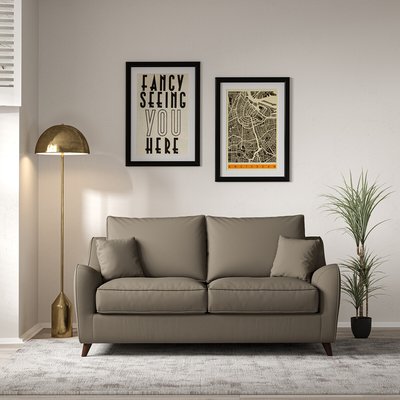 Amelia Woven 2 Seater Sofa with Dark Wood Legs SO'HOME