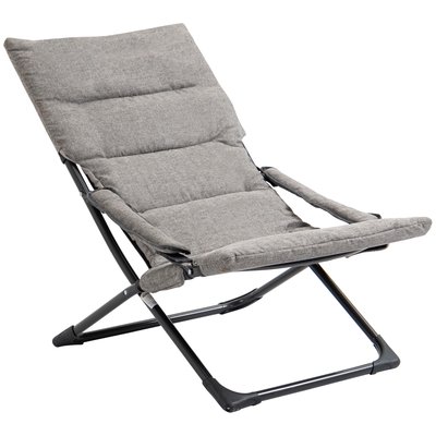 Chaise de jardin camping pliable - épais coussin amovible inclus - gris OUTSUNNY