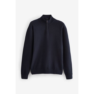 Pull haut de gamme texturé à col zippé NEXT