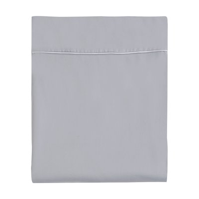 Drap plat en satin de coton lavé, NUIT SATINÉE BLANC CERISE