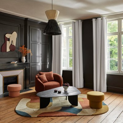 Rideau Bellavista Occultant en Effet naturel flammé Blanc 350x280 cm MADURA