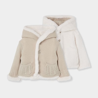 Veste bébé en maille réversible à capuche BOBOLI