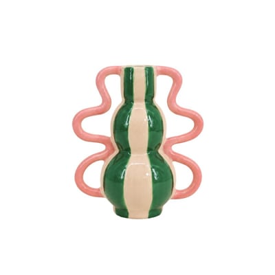 Vase fantaisie rayé en céramique, H20 cm ORNAMI