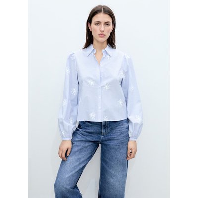 Chemise rayures broderie florale MANGO