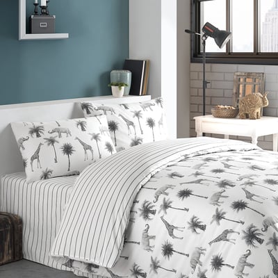 Parure de lit en coton motif jungle, JUNGLE C DESIGN HOME TEXTILE