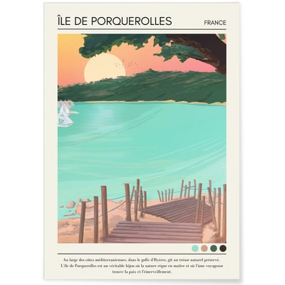 Affiche Île de Porquerolles Vintage L'AFFICHERIE