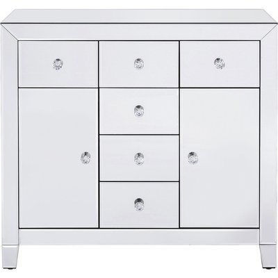 Commode 2 portes 6 tiroirs en verre miroir, LUXURY KARE DESIGN