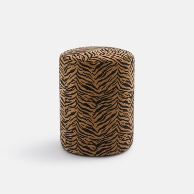Pouf en tissu texturé, motif tigre, POLINA LA REDOUTE INTERIEURS