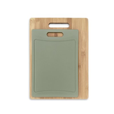 Lot de 2 planches à découper en bois et silicone KITCHEN UTILITY