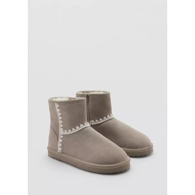 Bottines en cuir à détails brodés MANGO KIDS