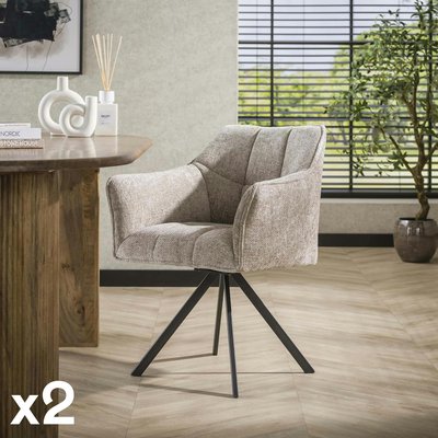 Chaise pivotante de salle à manger en velours texturé sable (lot de 2) MELBOURNE PIER IMPORT