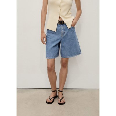 Bermuda en jean droit taille haute MANGO