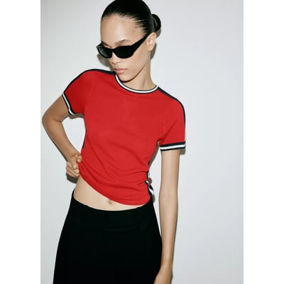 Pull manches courtes imprimé MANGO